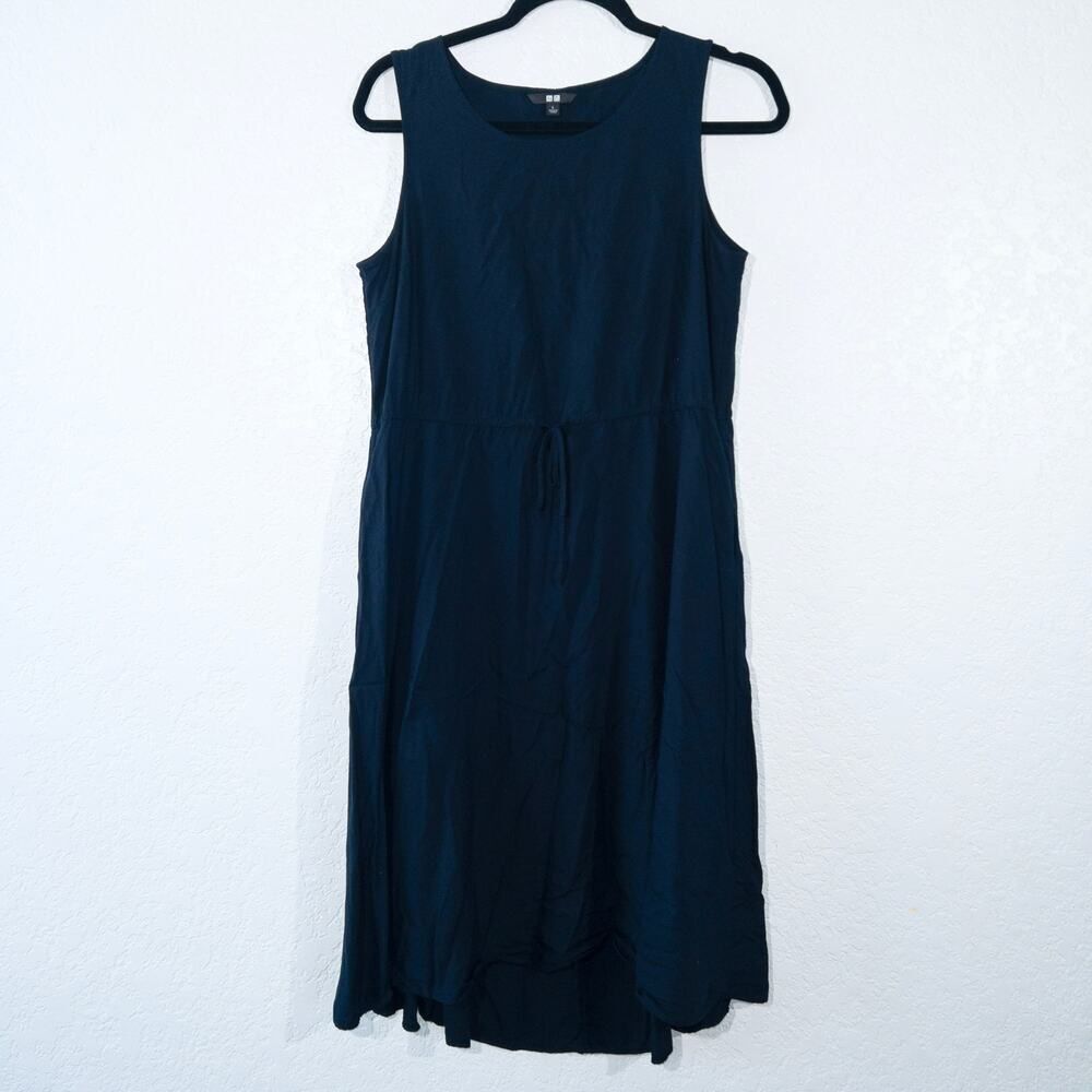 Uniqlo Navy Blue Sleeveless Tie Waist‎ Dress Size Large